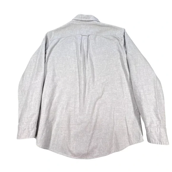 Lands End Grey Flannel Button Down Shirt Mens Large Traditional Fit Long Sleeve - Picture 2 of 9